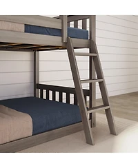 Max & Lily Twin Over Low Bunk Bed with Slide, Solid Wood Kids Platform Guardrails