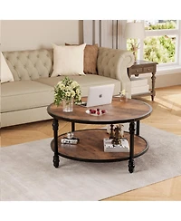 Homfan 2-Tier Round Coffee Table