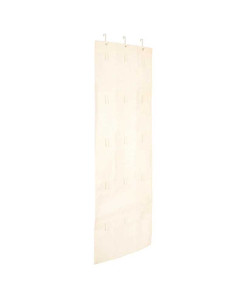 Household Essentials Over the Door Cotton Blend Cap and Hat Organizer with 15 Velcro Hangers
