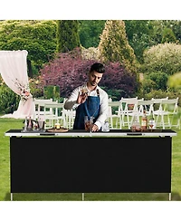 Gymax Portable Bar Table Folding Camping with Aluminum Alloy Frame 2-Tier Shelves