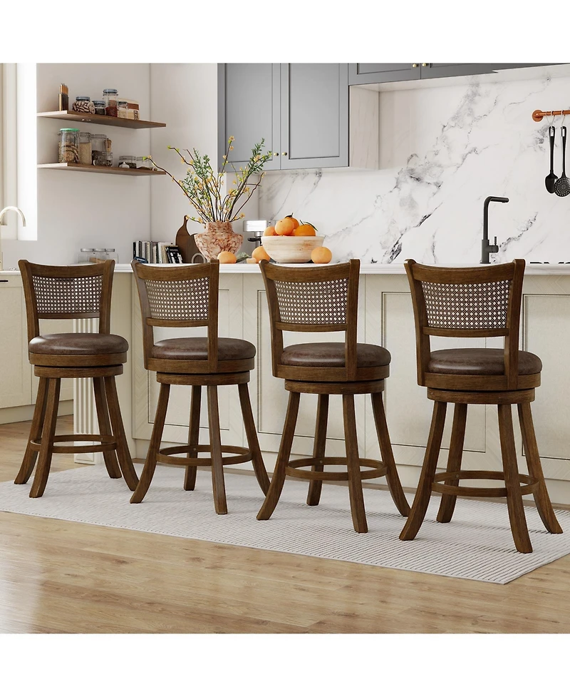 Slickblue Counter Height Bar Stools Set of 2, Swivel Bar Chairs with Leathaire Seat