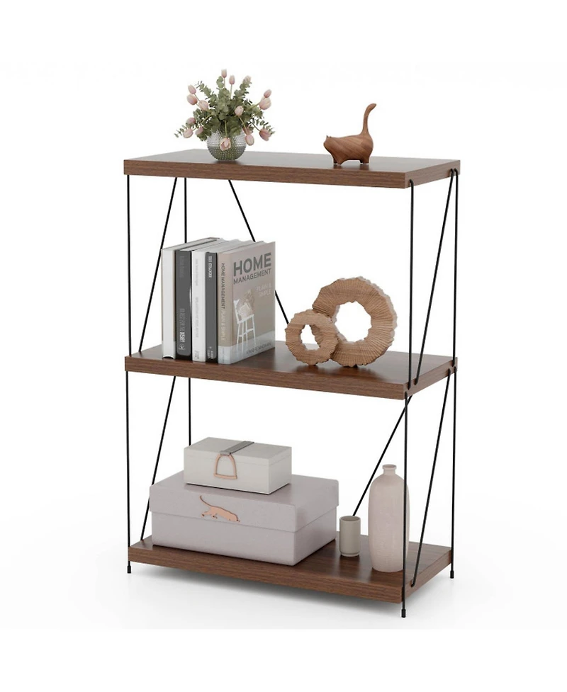 Gouun 3-Tier Industrial Display Rack with Mdf Shelves and Metal Frame, 24 x 34 in
