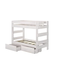 Max and Lily Solid Wood Modern Farmhouse Twin/Twin Bunk Bed with Storage Drawers