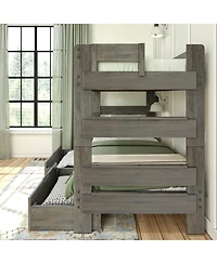 Max and Lily Solid Wood Modern Farmhouse Twin/Twin Bunk Bed with Storage Drawers