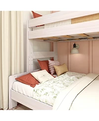 Max and Lily Bunk Bed Twin over Full Size, Modern Farmhouse Solid Wood Beds for Kids