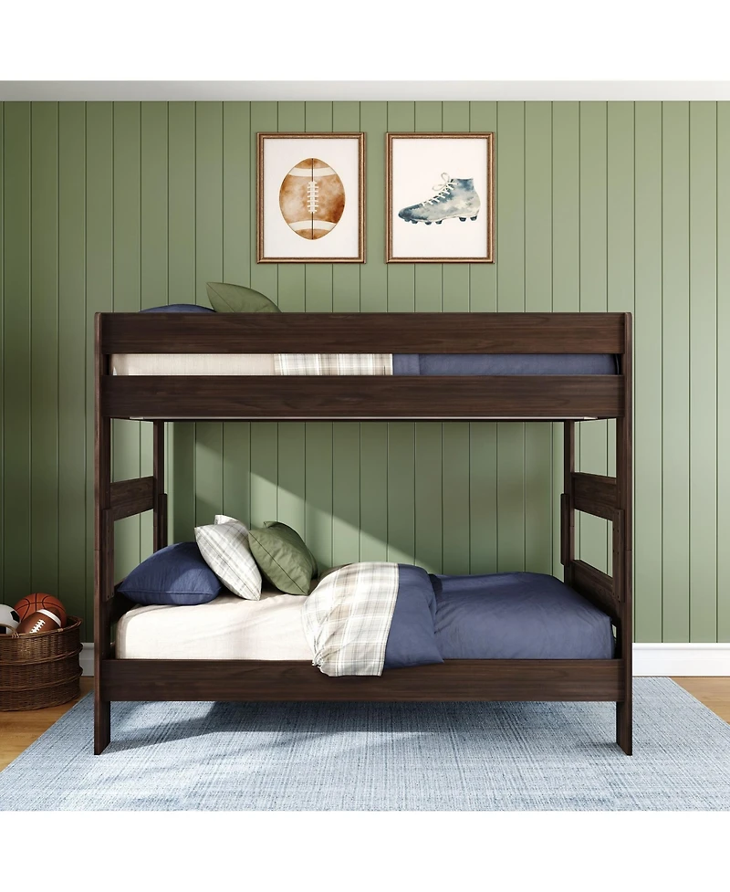 Max and Lily Twin over Bunk Bed, Farmhouse Solid Wood Beds for Kids, Driftwood