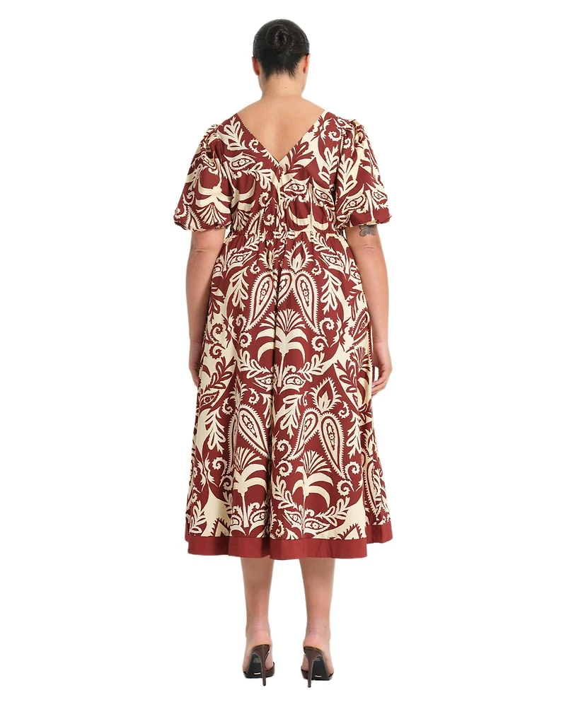 Estelle Women's Aurela Cotton Print Twist Midi Dress