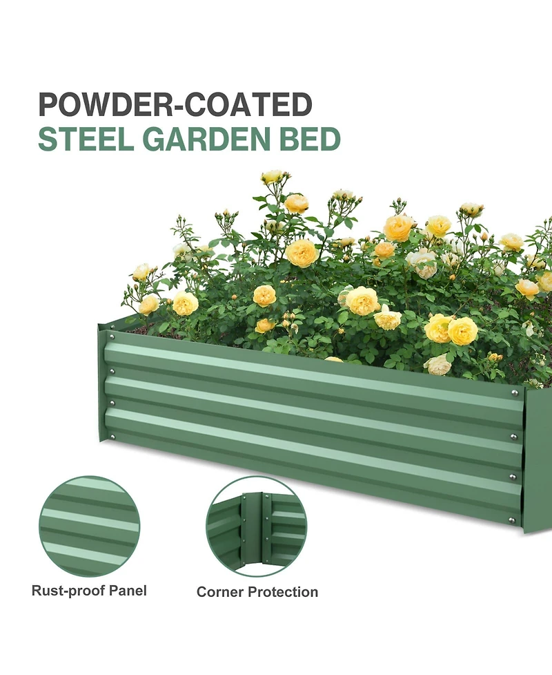 Aoodor Raised Garden Bed Kit, Galvanized Planter Box with Pe Cover, Screen Windows for Gardening