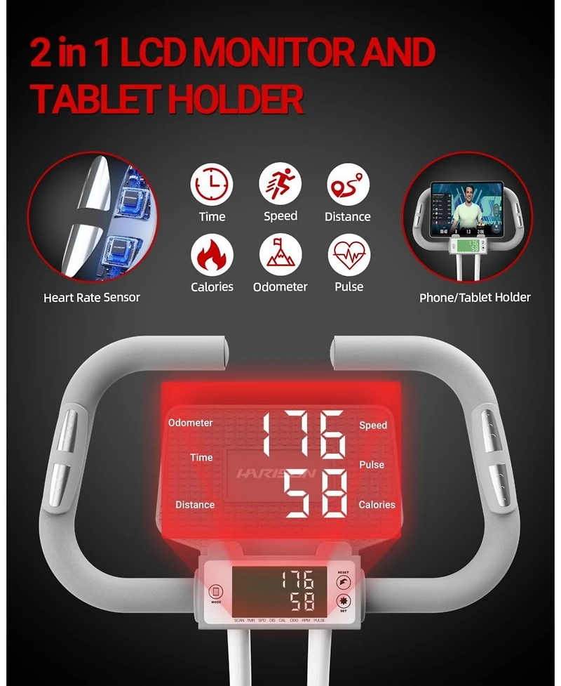 Harison Folding Exercise Bike, 350 lbs Capacity, 5-in-1 Magnetic with Bluetooth