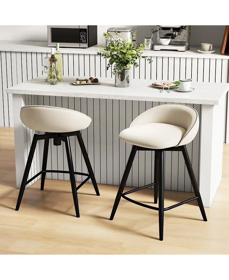 Slickblue Kitchen Bar Stool Set of 2 Upholstered Seating with Footrest Backrest