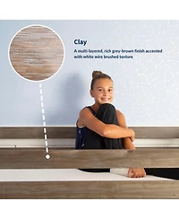 Max & Lily Twin Over Low Bunk Bed With Ladder on End, Pecan