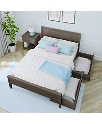 Max & Lily Classic Full-Size Bed with Panel Headboard and Storage Drawers, Pecan