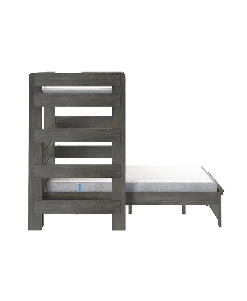 Max & Lily Farmhouse Twin Over Panel Queen L-Shaped Bunk Bed