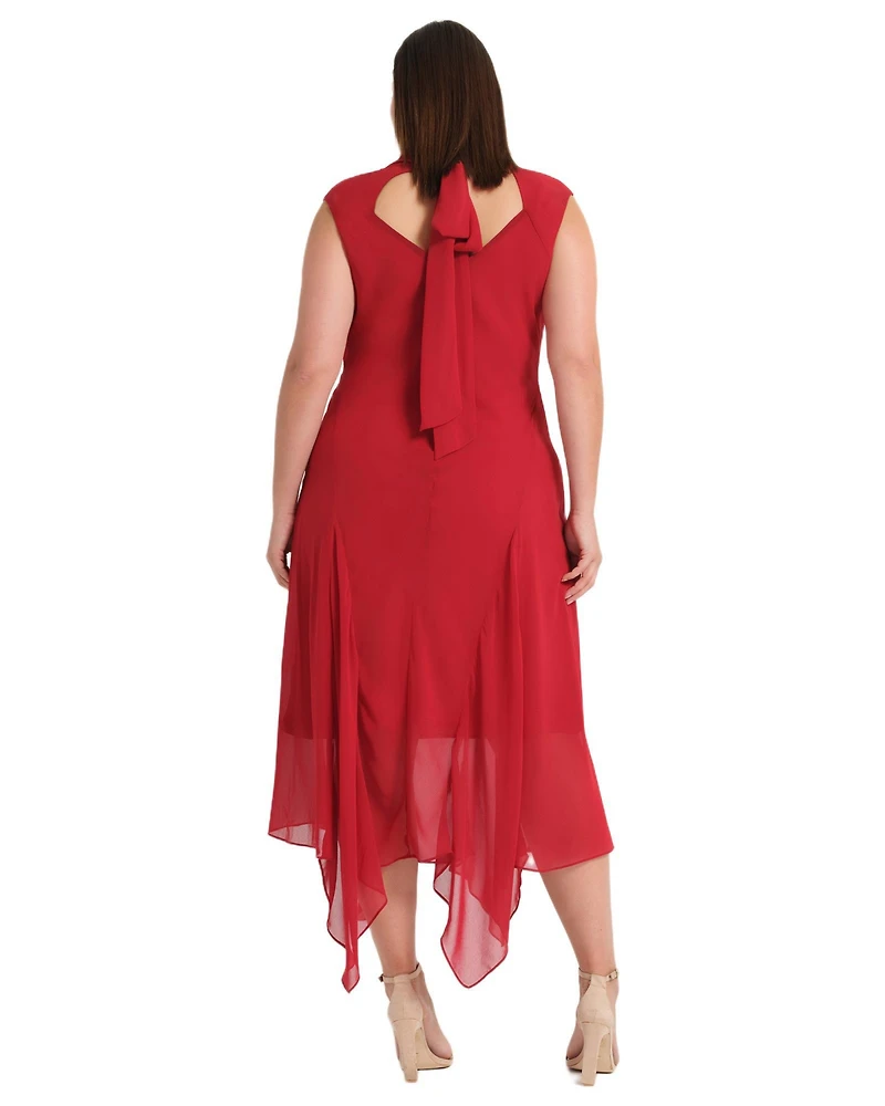 Estelle Plus Holly Halter Assymetric Sheath Midi Dress