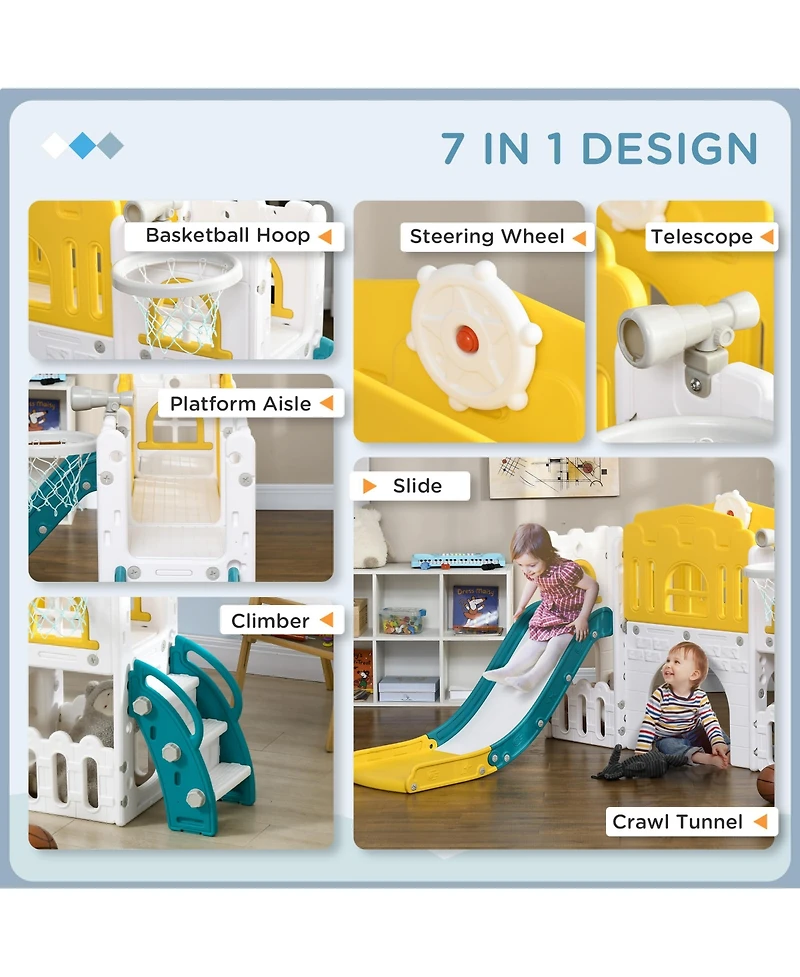 Qaba 8 in 1 Toddler Slide for Kids Age 1-3 Years,
