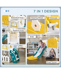 Qaba 8 in 1 Toddler Slide for Kids Age 1-3 Years,