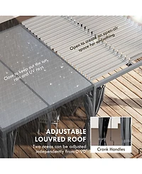 Outsunny 12'x19' Aluminum Pergola with Adjustable Louve Roof, Natural