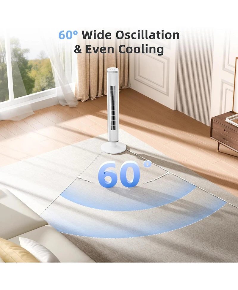 Cowsar 41" Tower Fan, 6 Speeds, 4 Modes, Timer, Oscillating