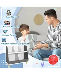 Qaba 2 Tier Kids Bookcase Toy Shelf with 5 Compartments,