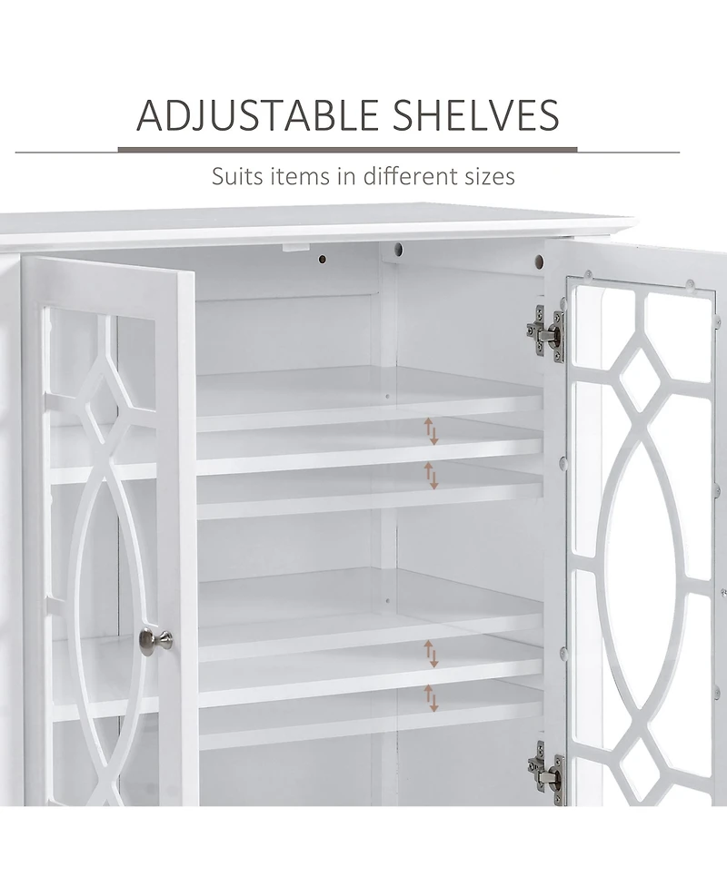 Homcom Sideboard Display Cabinet with Double Glass Doors & 2 Adjustable Shelves