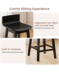 Slickblue Counter Height Swivel Bar Stools Set of 2, Wooden Frame with Low Back and Rubber Wood Legs