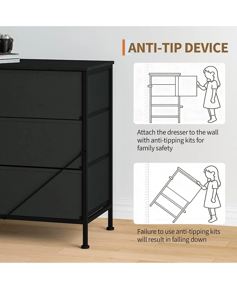 gaomon Tv Stand with 12 Fabric Drawers, Wide Storage Dresser Entertainment Center for Up to 80"