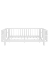 Rainsken Twin Kids Bed Frame with Rails, Montessori Frame, a low iron double bed, for Girls Boys Teens, No Box Spring Needed