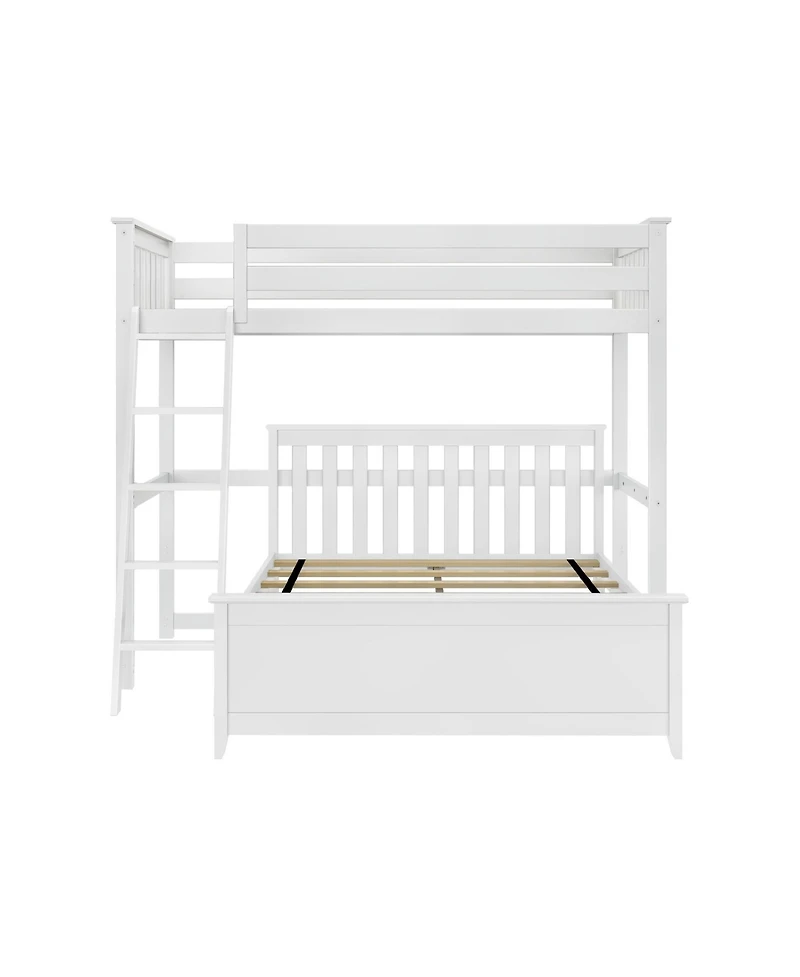 Max & Lily Solid Wood L-Shaped Bunk Bed, Twin over Full with Ladder for Kids,