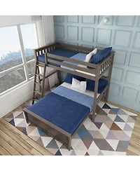 Max & Lily Solid Wood L-Shaped Bunk Bed, Twin over Full with Ladder for Kids,