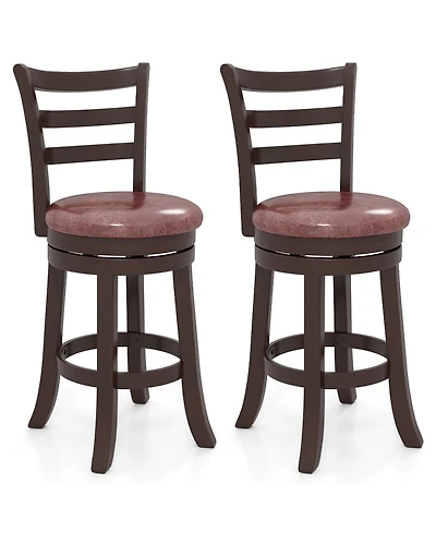 Slickblue Swivel Counter Height Bar Stools Set of 2 with Faux Leather Seat and Wraparound Footrest