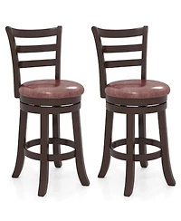 Slickblue Swivel Counter Height Bar Stools Set of 2 with Faux Leather Seat and Wraparound Footrest
