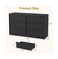 gaomon 6 Drawer Modern Handleless Dresser, 47 inches Wide Wooden Storage Organizer for Bedroom Living Room Nursery