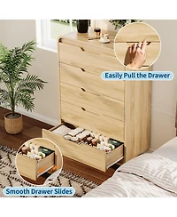 gaomon 48" Tall 5 Drawer Wood Dresser with Handleless and Detachable Legs, Modern Storage Chest