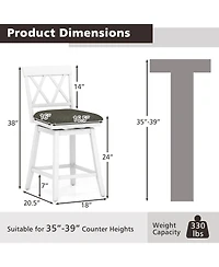 Slickblue Set of 2 Swivel Counter Height Bar Stools with Upholstered Cushion and Support