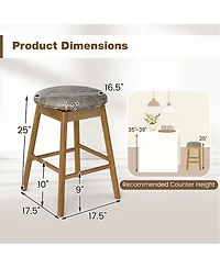 Slickblue Set of 2 Swivel Counter Barstools with Wood Legs & Footrests