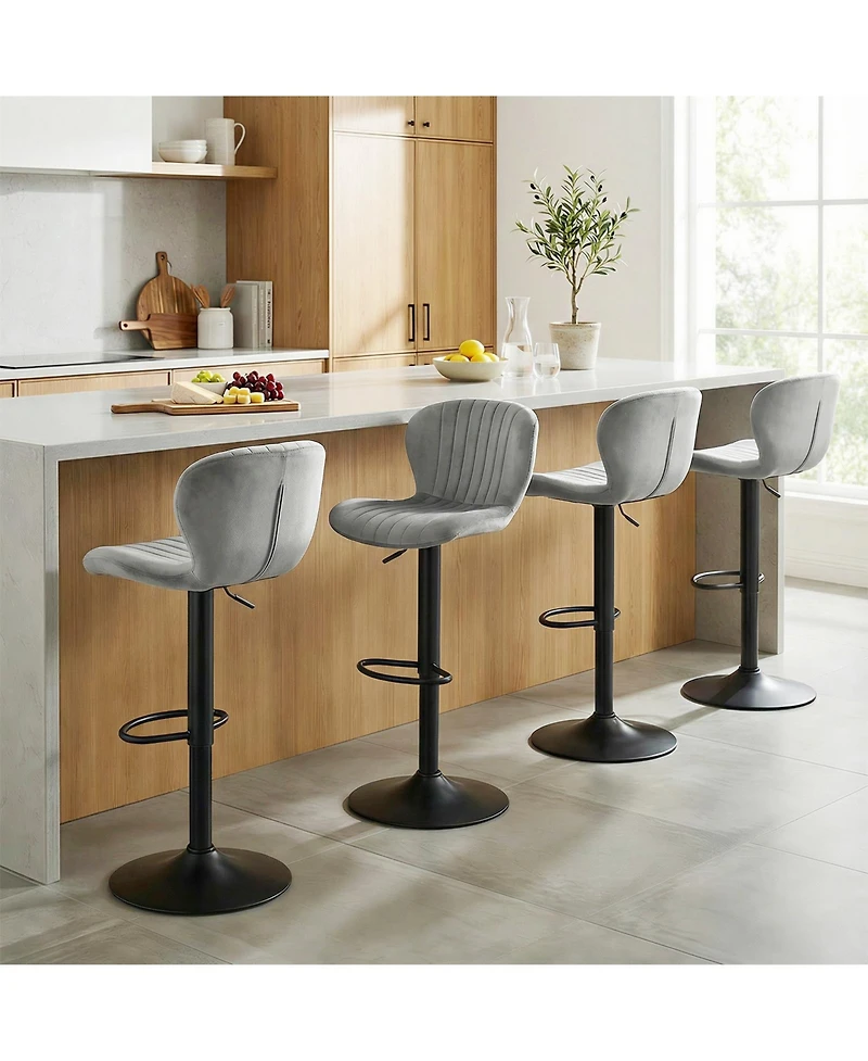 Slickblue Set of 2 Velvet Counter Height Chairs with Adjustable Height