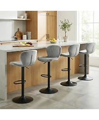 Slickblue Set of 2 Velvet Counter Height Chairs with Adjustable Height