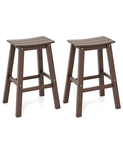 Slickblue Set of 2 Hdpe Outdoor Bar Stools, Armless Saddle Seat Patio Counter Height Chairs