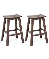 Slickblue Set of 2 Hdpe Outdoor Bar Stools, Armless Saddle Seat Patio Counter Height Chairs