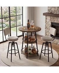 Tribesigns 31.5" Round Bar Table with Storage Shelf, 2-Tier Pub Table for Kitchen, Dining Area, Living Room