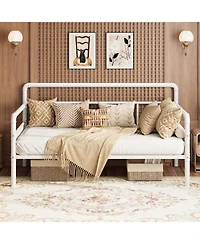 gaomon Twin Daybed with Classic Headboard, Metal Twin Bed Frame, Heavy Duty Steel Slats Support, Sofa Bed Frame for Living Room, Guest Room