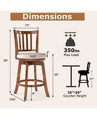 Slickblue Set of 2 Swivel Counter Chairs with Backrest and Cushioned Seat