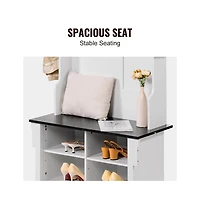 Sugift 32 in Wide Hall Tree Entryway Bench with Coat Hooks, Shoe Storage, and Padded Seat