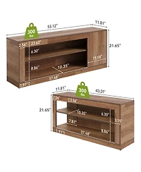 Tribesigns L-Shaped Corner Shoe Bench, 2-Piece Modular Wooden Nook Bench with Open Storage Shelves