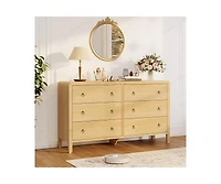 gaomon 6 Drawer Dresser for Bedroom, Wood Dresser with Large Storage Drawers, Modern Curved Angle Clothes Organizer for Closet