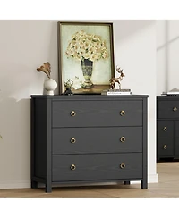 gaomon 3 Drawer Modern Dresser, Tall Wooden Storage Chest Organizer for Bedroom Living Room Hallway