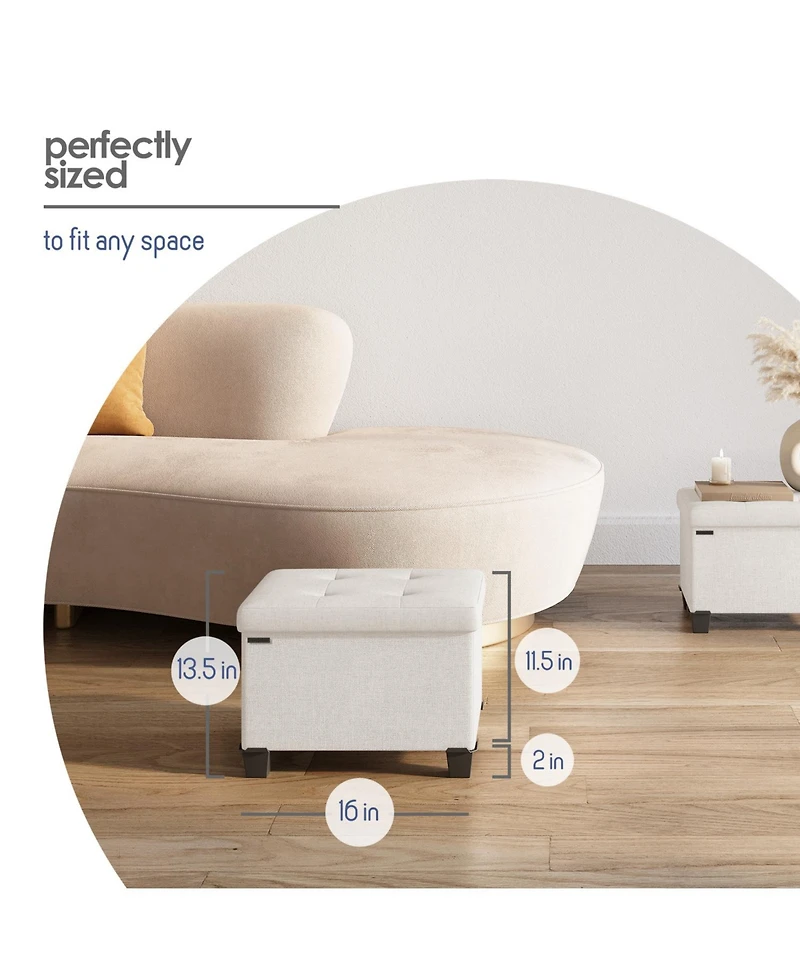 Nestl 16 Inches Ottoman Storage Bench with Storage Bins