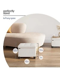Nestl 16 Inches Ottoman Storage Bench with Storage Bins
