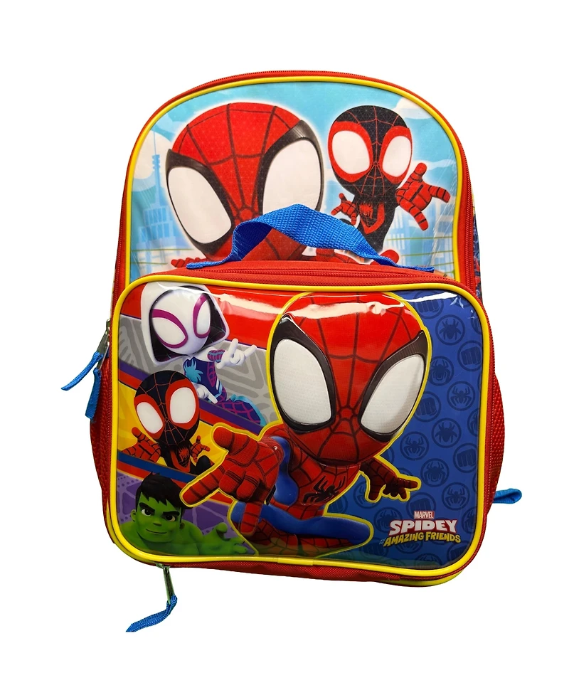 Marvel The Amazing Spidey & Friends 16" Shoulder Backpack for School with Rectangular Lunch Bag
