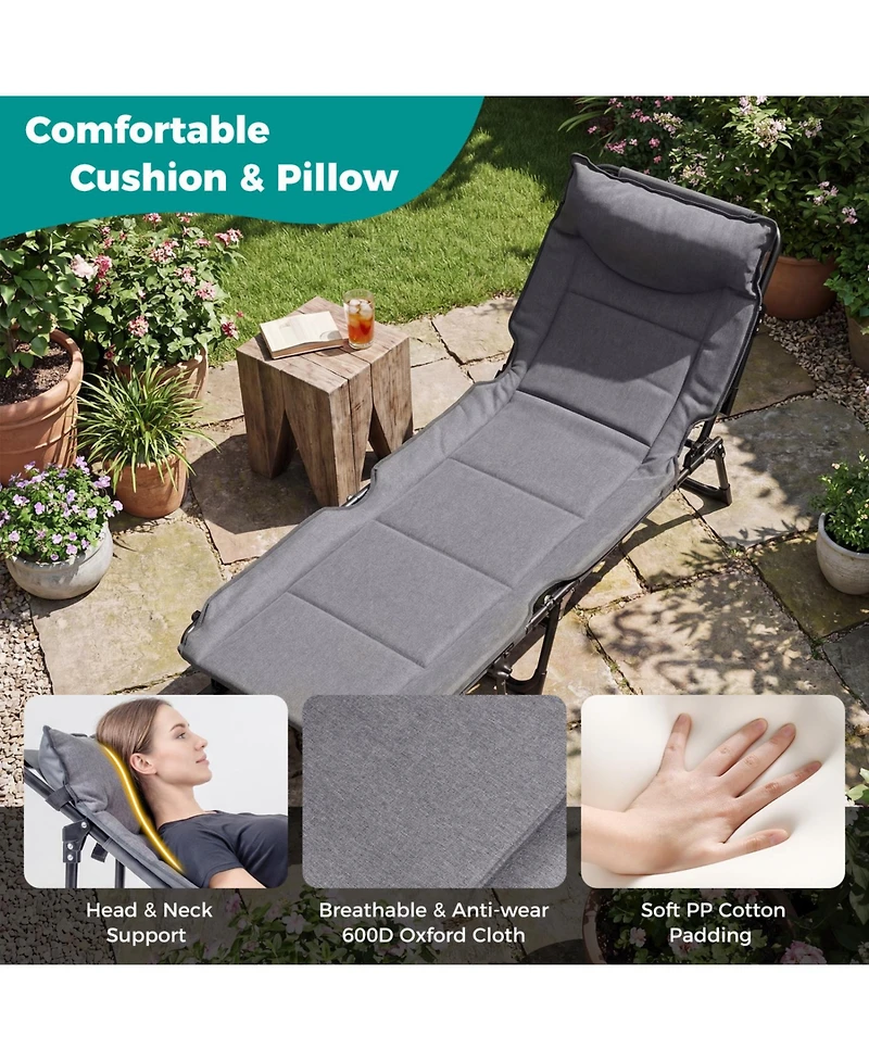 Slickblue 3 in 1 Folding Camping Cot Comfy Padded Convertible Single Sofa Chair